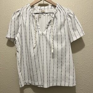 Madewell Women's Tie-Neck‎ Tunic Top Peasant Cottage Core Boho Nautical Size S